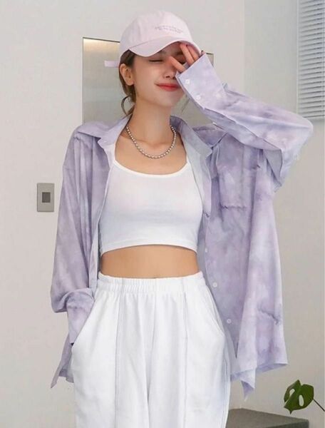 SHEIN シーイン ドロップショルダーブラウス タイダイ柄