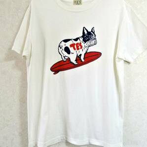 TES テス エンドレスサマー フレンチブルドック サーフ Tシャツ  白系 日本製 Mの画像1