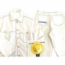 シャネル　CHANEL パンツ　ジャケット　シャツ　パンツ　スーツ　デニム　ジーンズ　CCボタン　ロゴ刺繍ポケット　バンテージ　コットン100_画像1