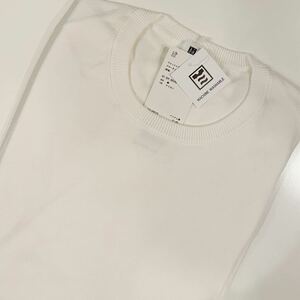 新品 XS メンズ UNIQLO ユニクロ ウォッシャブル クルーネック セーター ニット コットン 白 ホワイト 長袖 オンライン限定 