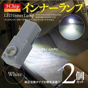 【即決】3chip SMD LEDインナーランプ ホワイト 2個【XV GH系　グレード：2.0i】