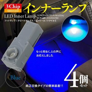 LED 3chip SMD インナーランプ ブルー 4個