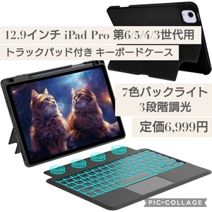 新品未開封☆定価6,999円 12.9インチ iPad Pro 第6/5/4/3世代用 トラックパッド付き キーボード付きケース キーボードケース 横縦対応 黒