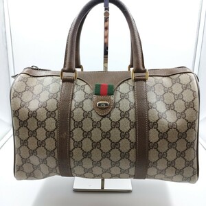 1円スタート オールドグッチ GUCCI ミニボストン ハンドバッグ シェリーライン GG柄 ブラウン アクセサリーコレクション