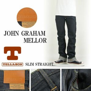 未使用!TELLASON JOHN GRAHAM MELLOR リジッドデニム スリムストレート 赤耳セルビッジモデル アメリカ製