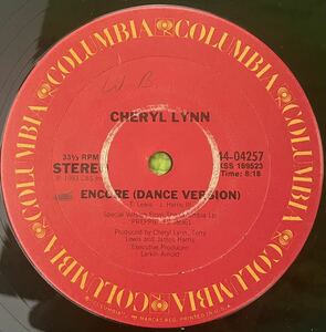 Soul disco record ソウル　ディスコ　レコード　Cheryl Lynn - Encore/Free 12 1983