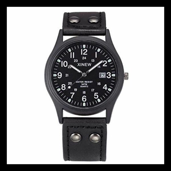 【1点限定】 腕時計 メンズ メンズ腕時計 革ベルト シンプル 新品ブラック シンプル おしゃれ