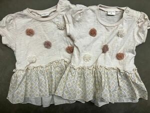 【最終値下げ】双子服 お揃い ワンピース 半袖 夏服 80cm トップス 女の子 半袖Tシャツ チュニック