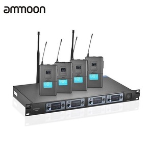 ammoon プロフェッショナル 4チャンネル UHF 610-680MHz 高感度 ヘッドセット 4 マイク 1 ワイヤレス受信機