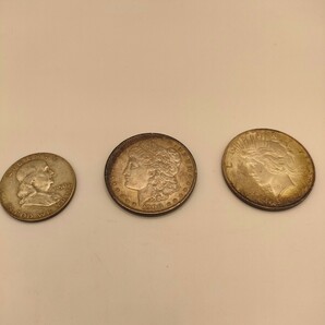 アンティークコイン アメリカ １ドル銀貨  モルガンダラー リバティ コイン １９００年 リバティ イーグル １９２２年 フランクリン の画像5
