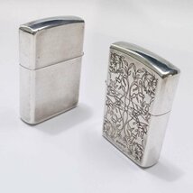 【1円】ZIPPO ジッポー 草花柄デザイン シルバーマット サイド面ポリッシュ ジッポ オイルライター ap8911【一円スタート】_画像4