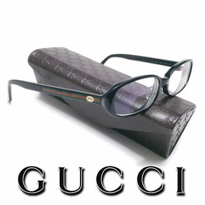 【1円】美品 GUCCI GG-9069NJ グッチ メガネ シェリーライン赤緑 ブラック フルリム 箱 ap8901【一円スタート】