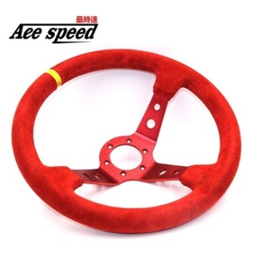 ★☆【58%OFF!!】 AeeSpeed レーシング ステアリング ディープ ハンドル ドリフト ラリー 軽量 350mm スエード レザー 赤☆★