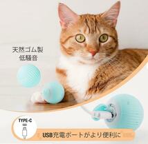 猫 おもちゃ ボールグリーン 電動 自動 ペット 犬 肥満防止 運動 コロコロ USB充電_画像6