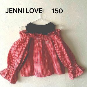 GWせーる☆JENNI LOVE ★ジェニィラブチェック 赤 Tシャツ　ショート丈 長袖 子供 150