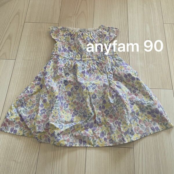 anyfam ワンピース　花柄　90 新品未使用　タグ付き