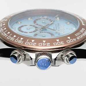 【当店限定品】8石天然ダイヤモンド付き 自動巻き オートマティック 腕時計 【アイスブルー水色】 クロノグラフ JAPAN KRAFT 時計 ダイヤの画像5