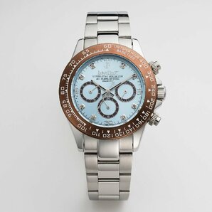 【当店限定品】8石天然ダイヤモンド付き 自動巻き オートマティック 腕時計 【アイスブルー水色】 クロノグラフ JAPAN KRAFT 時計 ダイヤの画像3