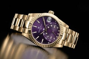 [1 jpy new goods regular ] most new work SALVATORE MARRA[ our shop limitated model ] calendar men's wristwatch small second written guarantee box attaching Gold gold purple purple clock 