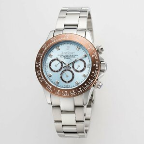 【当店限定品】8石天然ダイヤモンド付き 自動巻き オートマティック 腕時計 【アイスブルー水色】 クロノグラフ JAPAN KRAFT 時計 ダイヤの画像4