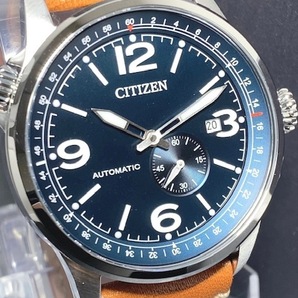 新品 シチズン CITIZEN 正規品 シチズン 自動巻き 腕時計 アナログ腕時計 AUTOMATIC オートマチック スモールセコンド カーフレザー 防水の画像1
