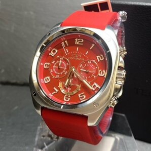 新品 テクノス TECHNOS 正規品 腕時計 アナログ腕時計 多機能腕時計 クロノグラフ クオーツ ラバーベルト 10気圧防水 レッド 赤 プレゼントの画像4