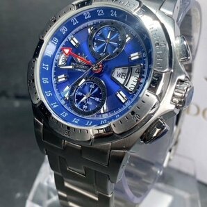 新品 正規品 ドミニク DOMINIC 自動巻き 腕時計 オートマティック カレンダー 5気圧防水 ステンレス シルバー ブルー ビジネス プレゼントの画像4