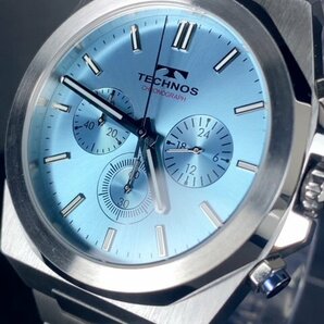 新品 テクノス TECHNOS 正規品 腕時計 アナログ腕時計 クオーツ ステンレス クロノグラフ 5気圧防水 多機能時計 アイスブルー プレゼントの画像3