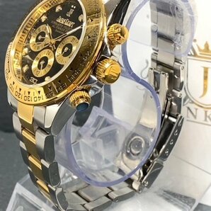 天然ダイヤモンド付き 新品 JAPAN KRAFT ジャパンクラフト 腕時計 正規品 クロノグラフ コスモグラフ 自動巻き 機械式 ゴールド ブラックの画像4