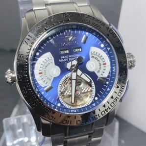 限定モデル 秘密のからくりギミック搭載 新品 DOMINIC ドミニク 正規品 腕時計 手巻き腕時計 ステンレスベルト アンティーク腕時計 ブルーの画像2