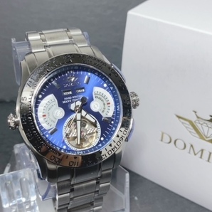 限定モデル 秘密のからくりギミック搭載 新品 DOMINIC ドミニク 正規品 腕時計 手巻き腕時計 ステンレスベルト アンティーク腕時計 ブルーの画像4