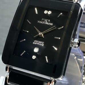 新品 TECHNOS テクノス 腕時計 正規品 アナログ腕時計 クオーツ セラミック トノー型 3気圧防水 カレンダー ブラック ビジネス プレゼントの画像2