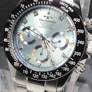 新品 TECHNOS テクノス 正規品 腕時計 シルバー アイスブルー ブラウン クロノグラフ オールステンレス アナログ腕時計 多機能腕時計 防水の画像4