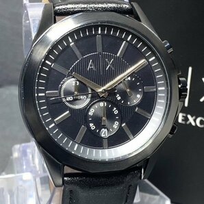 新品 AX ARMANI EXCHANGE アルマーニ エクスチェンジ 正規品 腕時計 クロノグラフ カレンダー アナログ クオーツ 防水 レザー ブラックの画像3