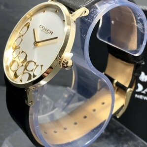新品 COACH コーチ 正規品 腕時計 PERRY ペリー アナログ腕時計 クオーツ レザー 日常生活防水 シンプル ブラック ゴールド プレゼントの画像4