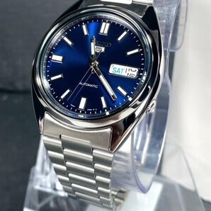 新品 SEIKO セイコー 正規品 腕時計 SEIKO5 セイコー5 オートマチック 自動巻き 防水 アナログ カレンダー ステンレス ブルー プレゼントの画像4