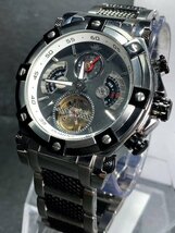 新品 正規品 ドミニク DOMINIC 自動巻き 手巻き 腕時計 オートマティック カレンダー 5気圧防水 ステンレス ブラック メンズ プレゼント_画像4
