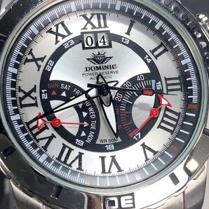新品 正規品 ドミニク DOMINIC 自動巻き 腕時計 オートマティック カレンダー 5気圧防水 ステンレス シルバー ブラック パワーリザーブの画像1