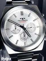 新品 テクノス TECHNOS 正規品 腕時計 アナログ腕時計 クオーツ ステンレス クロノグラフ 5気圧防水 多機能 シルバー メンズ プレゼント_画像1