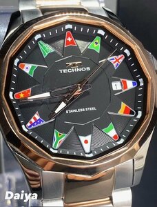  новый товар Tecnos TECHNOS стандартный товар наручные часы аналог наручные часы кварц нержавеющая сталь 3 атмосферное давление водонепроницаемый календарь розовое золото черный подарок 