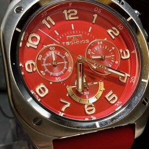 新品 テクノス TECHNOS 正規品 腕時計 アナログ腕時計 多機能腕時計 クロノグラフ クオーツ ラバーベルト 10気圧防水 レッド 赤 プレゼントの画像1