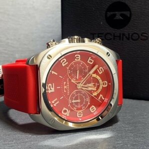 新品 テクノス TECHNOS 正規品 腕時計 アナログ腕時計 多機能腕時計 クロノグラフ クオーツ ラバーベルト 10気圧防水 レッド 赤 プレゼントの画像7