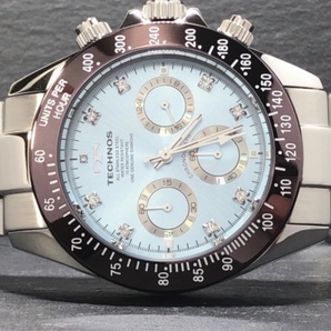 新品 TECHNOS テクノス 正規品 腕時計 シルバー アイスブルー ブラウン クロノグラフ オールステンレス アナログ腕時計 多機能腕時計 防水の画像6