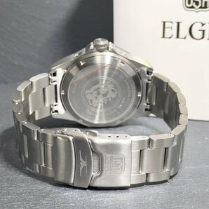 新品 ELGIN エルジン 腕時計 正規品 電波受信機能 ソーラー アナログ腕時計 ステンレス 10気圧防水 ビジネス ブラック 蓄光 プレゼントの画像7