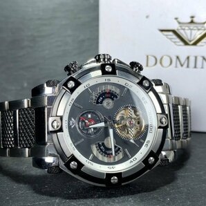 新品 正規品 ドミニク DOMINIC 自動巻き 手巻き 腕時計 オートマティック カレンダー 5気圧防水 ステンレス ブラック メンズ プレゼントの画像7