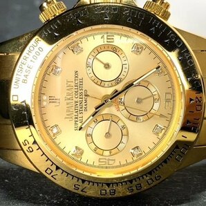 8石天然ダイヤモンド付き 新品 JAPAN KRAFT ジャパンクラフト 腕時計 正規品 クロノグラフ 自動巻き オートマティック 防水 ゴールド 金の画像6