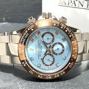 天然ダイヤモンド付き 新品 JAPAN KRAFT ジャパンクラフト 腕時計 正規品 クロノグラフ コスモグラフ 自動巻き 機械式 防水 アイスブルーの画像5