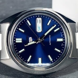 新品 SEIKO セイコー 正規品 腕時計 SEIKO5 セイコー5 オートマチック 自動巻き 防水 アナログ カレンダー ステンレス ブルー プレゼントの画像6