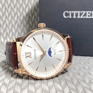 新品 シチズン CITIZEN 正規品 腕時計 アナログ クォーツ サン＆ムーン レザーベルト ブラウン ピンク ゴールド ホワイト AK5003-05Aの画像6