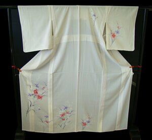 時代屋 夏物 美品 裄62.5cｍ S寸 本加工染 駒絽 訪問着 正絹 仕立上り 145cm～153cm Hｓ549